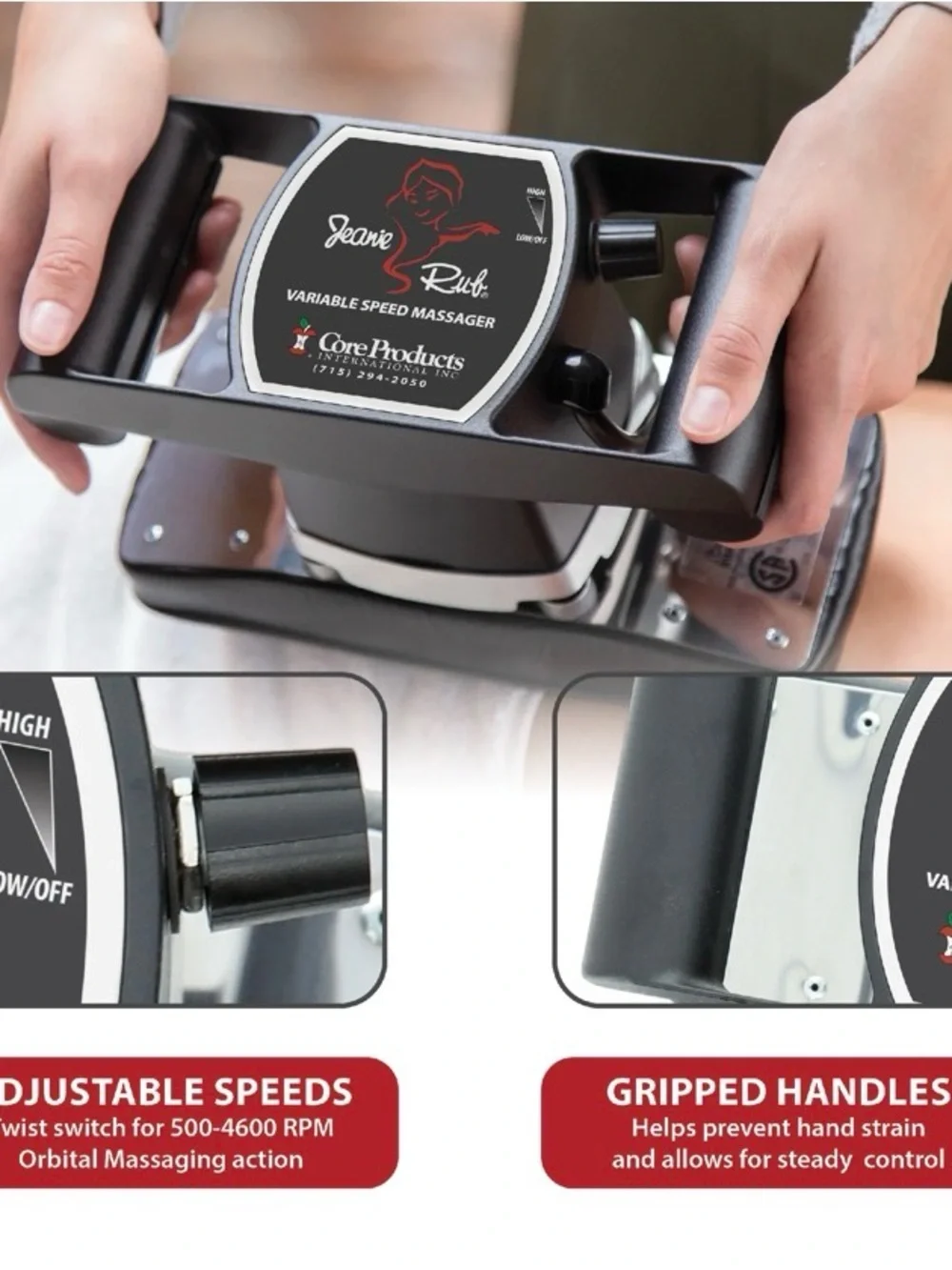 Jeanie Rub Variable Speed Massager - Black - Picture 5 of 12